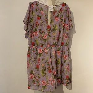 Purple floral romper